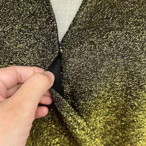 NWT Michael Kors Faux Tie Wrap Black/Gold Blouse - Picture 9 of 9